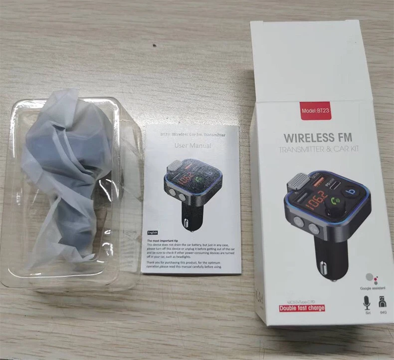 Multifunction Wireless Car Charger Bt23L MP3 Player Car Bluetooth MP3 Player Hands-Free Call FM Transmitter with 3A USB Charger