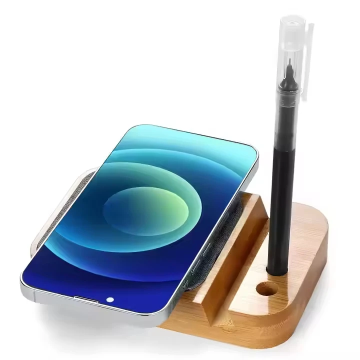 Multifunctional Office Desk Organizer Bamboo 60W Cable Set Cable Organizer USB Data Cable Wireless Charger
