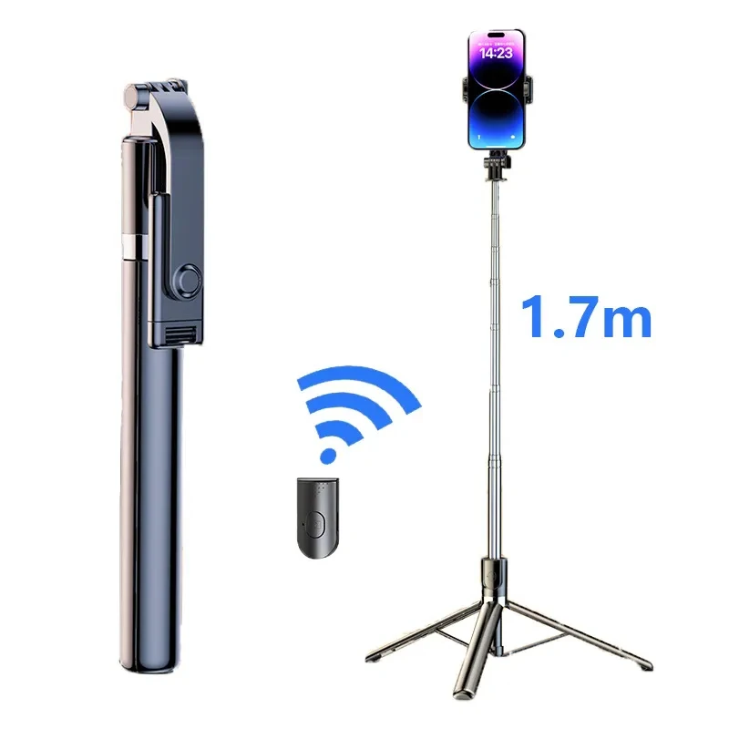 New 1.7 Meter Expandable Selfie Stick Tripod with Wireless Remote Control Ultra Wide Angle Shooting Wholesale