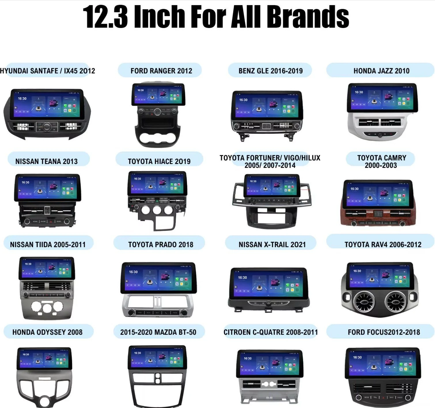 New 12.3 Inch Large Screen Car Android Frame Auto Stereo Radio Panel Frame for All Brand Double DIN Car Radio Stereo Fascia Frame