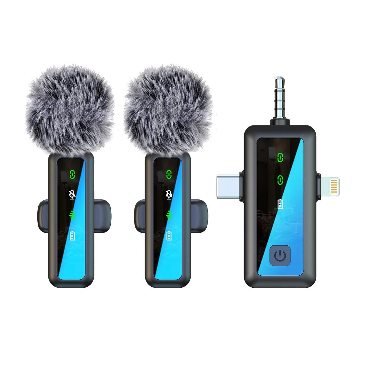 New Arrival Wireless Lavalier Microphone Dual Mic Three in One Audio Recorder