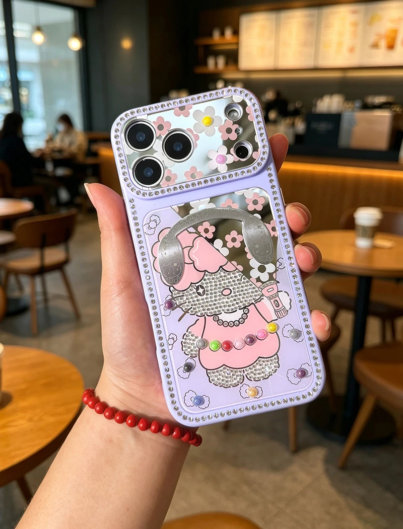 New Cute Cartoon Pattern Glitter Diamond Morror Fashion Girl Phone Case for iPhone 17 PRO Max 17 Air