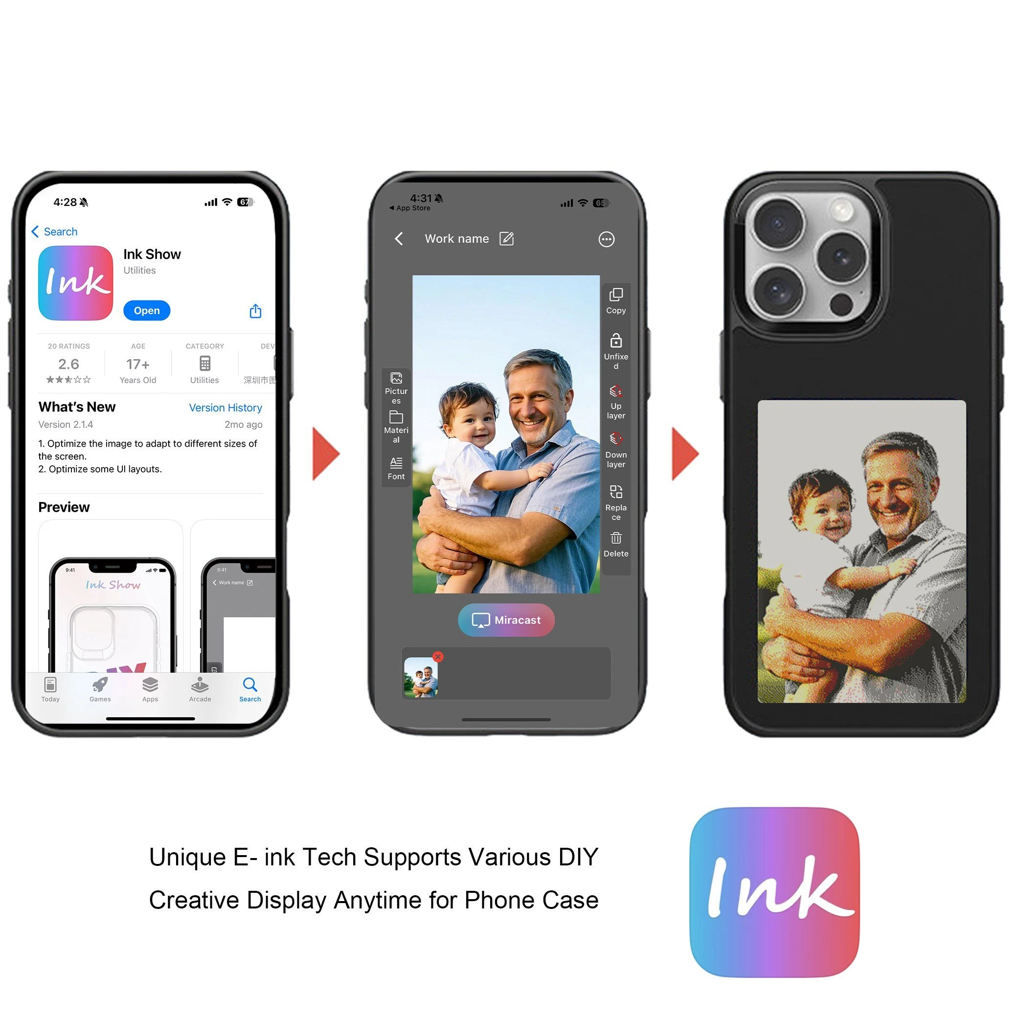 New Gifts Promotion LED Smart E-Ink Screen DIY Logo Custom Design E-Ink-Case Cell Phone Soft Mobile Case for Phone 13 14 15 16 PRO Max
