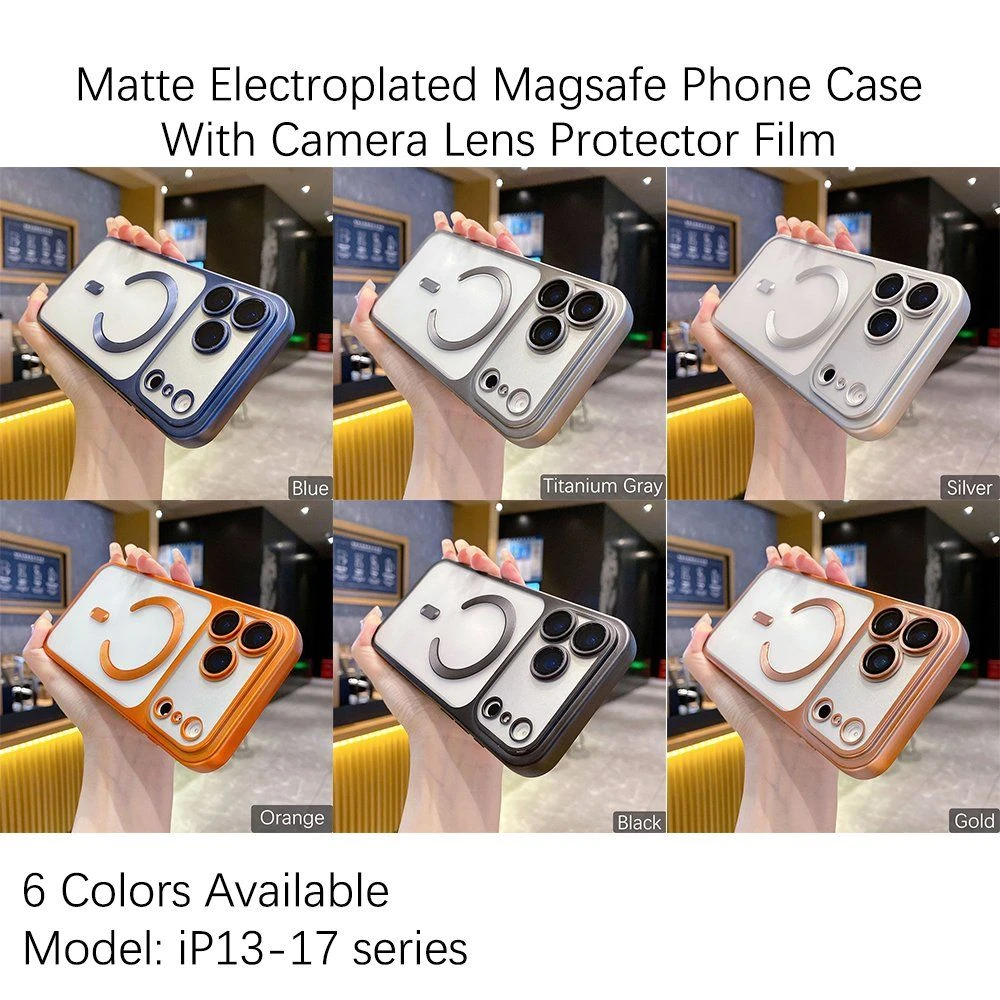 New Luxury Phone Bulk Matte Color Electroplated Bumper Magnetic TPU Iphon 17promax Mobile Phone Case
