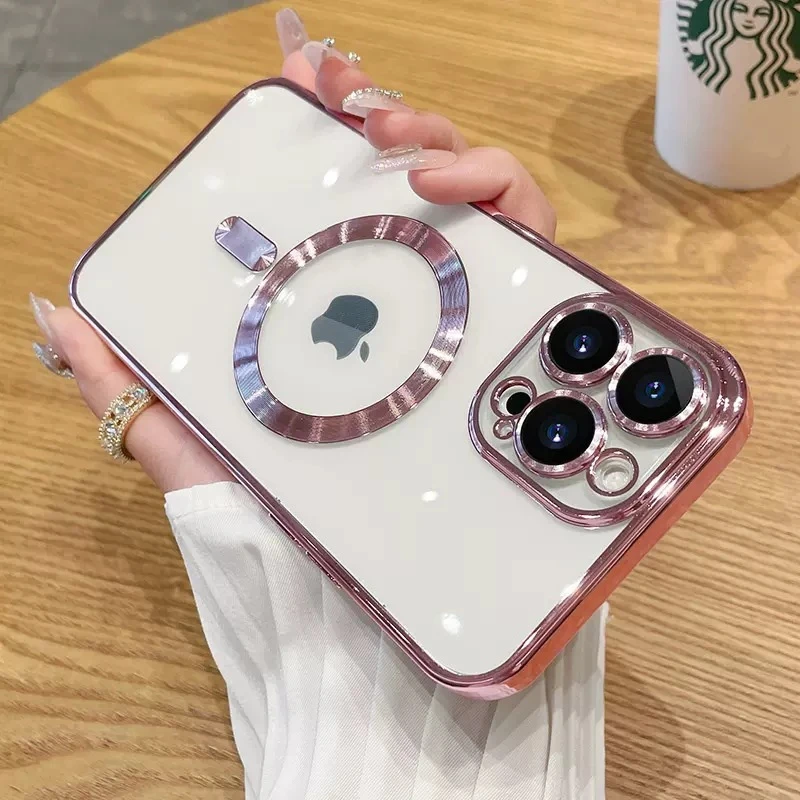 New Luxury Soft Full Protective Cover with Lens Protection Clear Magnetic Cell Phone Cases for iPhone 16 15 14 13 12 11 PRO Max