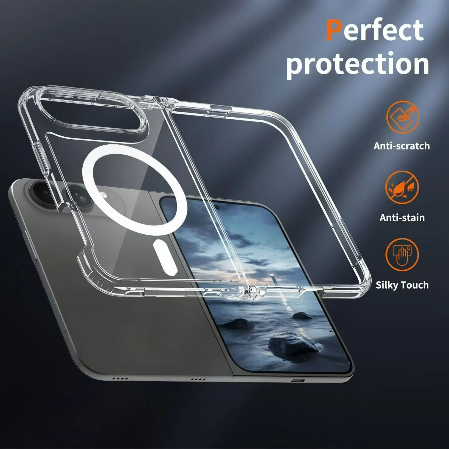 New Popular Acrylic High-Definition Transparent Phone Case Supports Wireless and Magnetic Charging Phone Case for iPhone 18 Fold