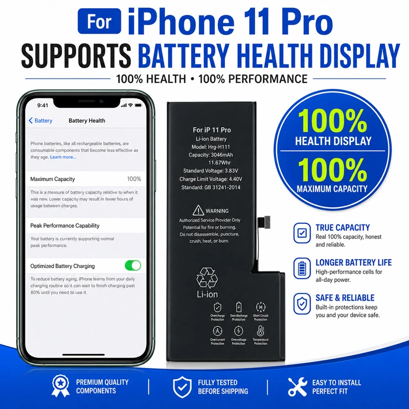 OEM Custom Packaging Original-Like Health iPhone Battery for iPhone 11 PRO for iPhone 7 Plus Xr 12 Mini 14 PRO Max