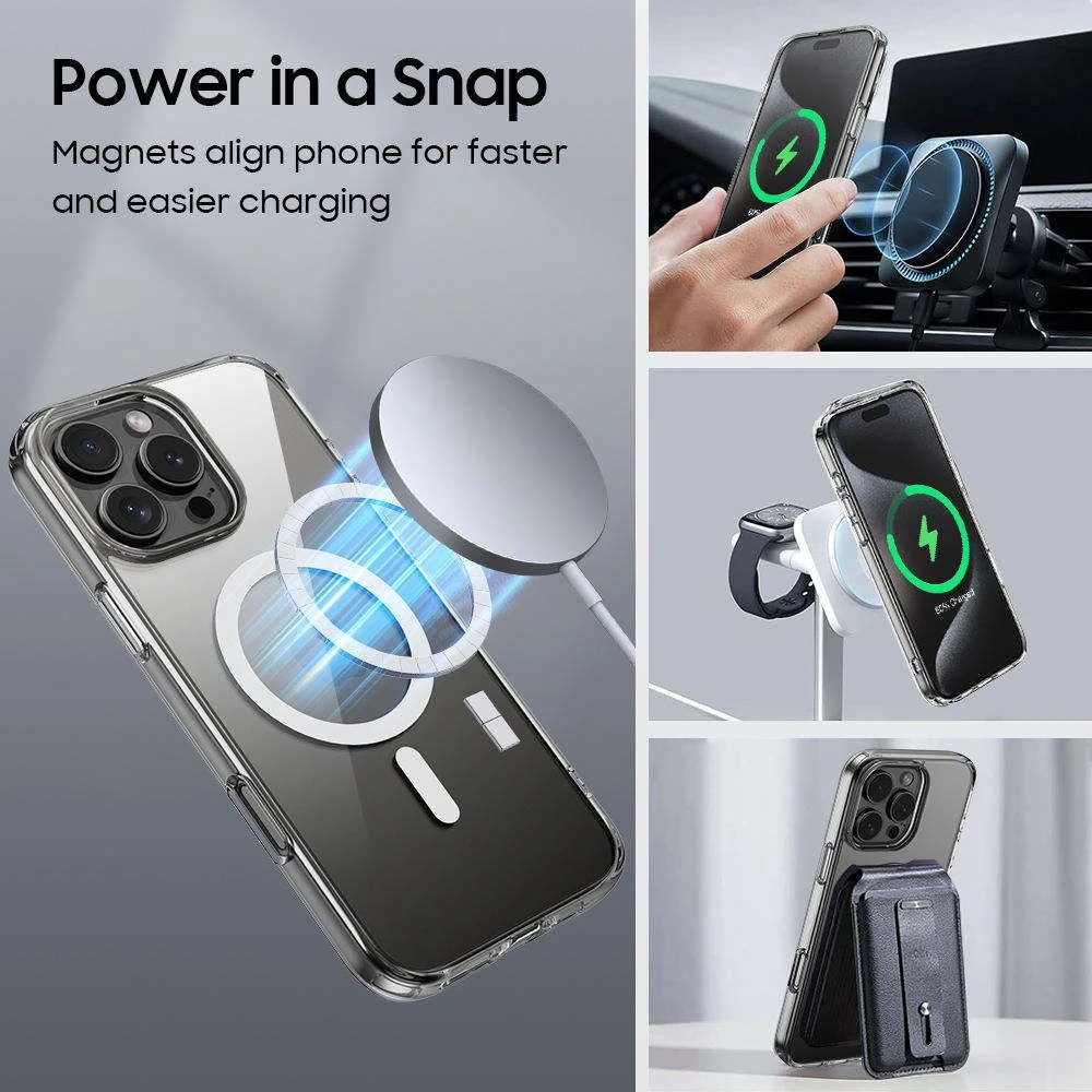 OEM Luxury Anti-Yellowing Transparent TPU+PC Magnetic Shockproof Cell Mobile Phone Case for iPhone 1716 15 14 13 PRO Max