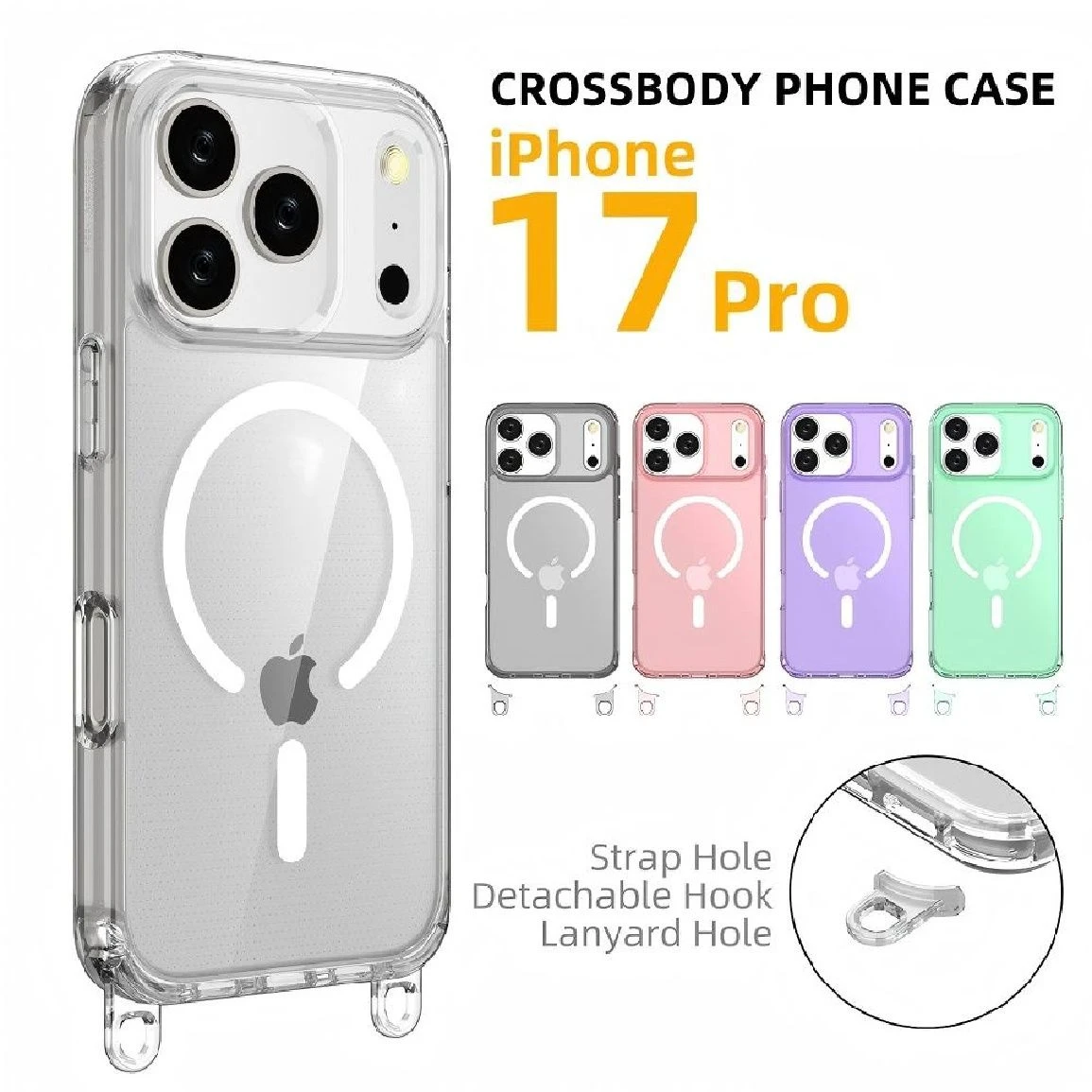 OEM & ODM Durable Tough Impact Resistance Lanyard Mobile Phone Case/Cover for iPhone Series 14 15 16 17 Support Customization