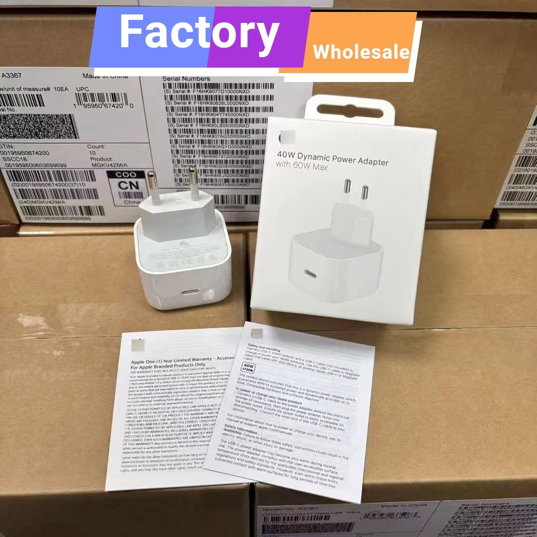 OEM ODM High Quality 40W Type-C Fast Charger with 60W Max Mobile Phone Charger for iPhone 17 Factory Wholesale Power Adapter