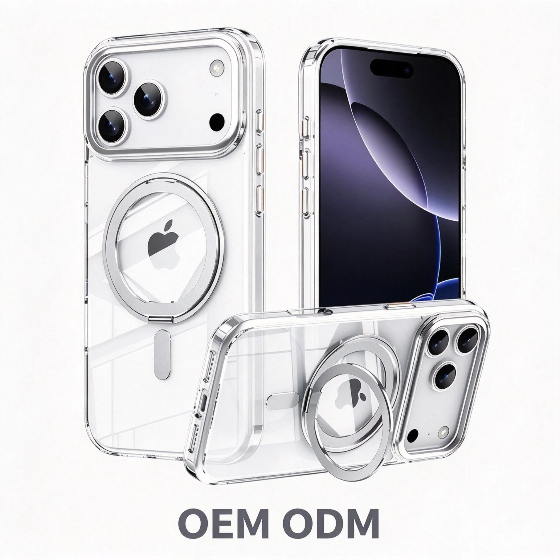 OEM ODM Magnetic Rotating Ring Kickstand Case for iPhone
