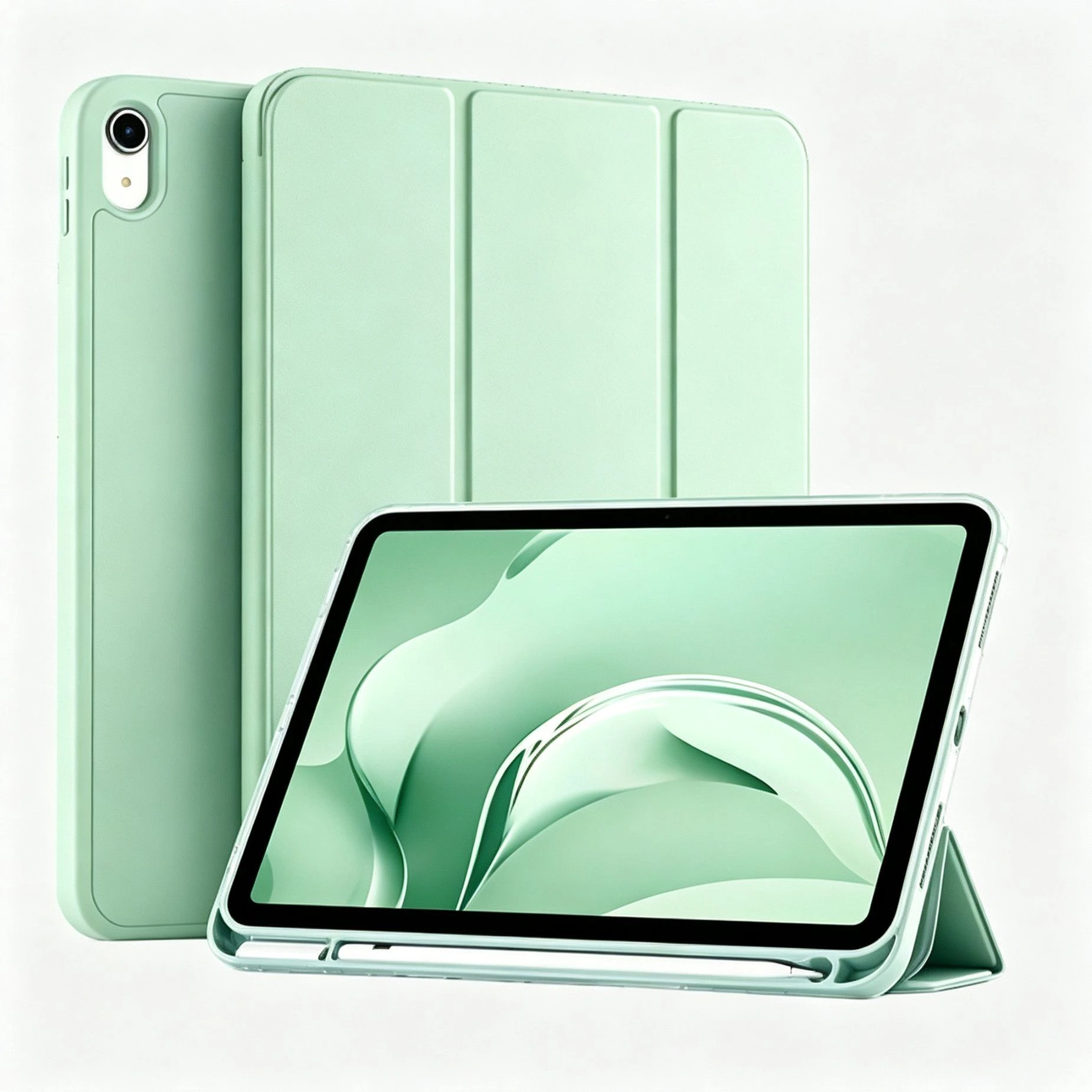 OEM ODM Premium PU Leather Tri Fold Stand Case for iPad