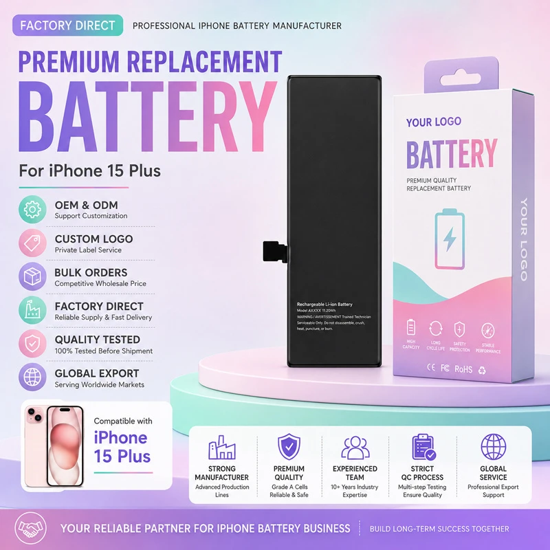 OEM ODM Smart Phone Battery High Density Battery Supplier for iPhone 15 Plus 13 PRO X 5s