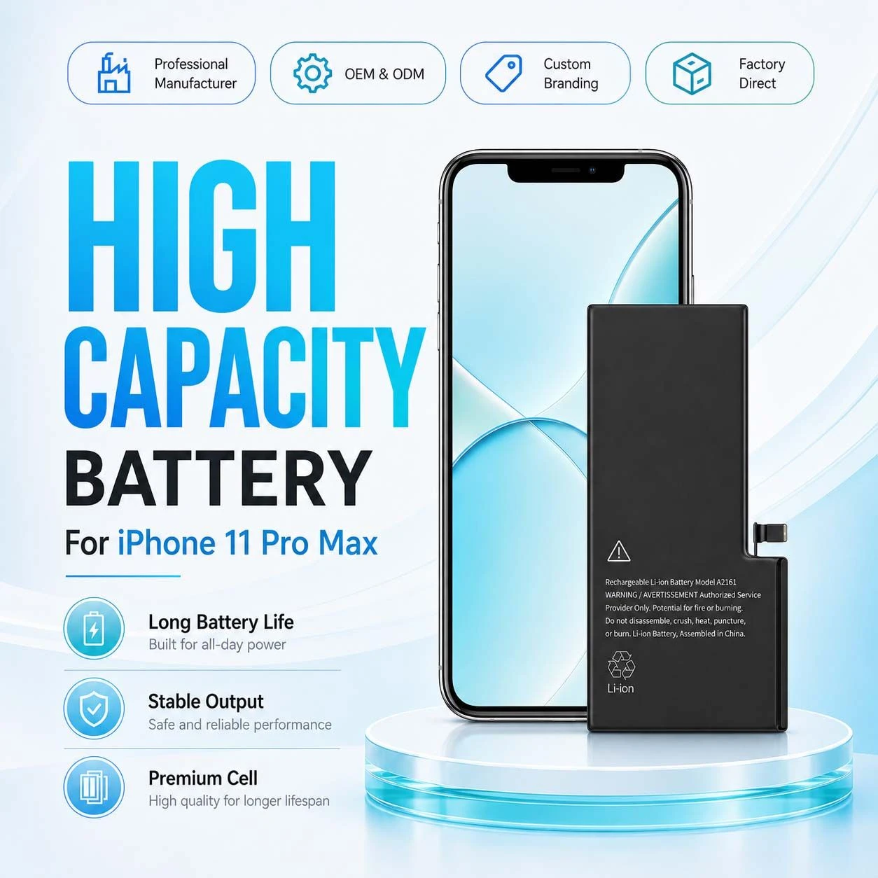 OEM ODM Super Capacity iPhone Battery for iPhone 11 PRO Max for iPhone 7 Plus Xr 12 PRO Max 14 Plus