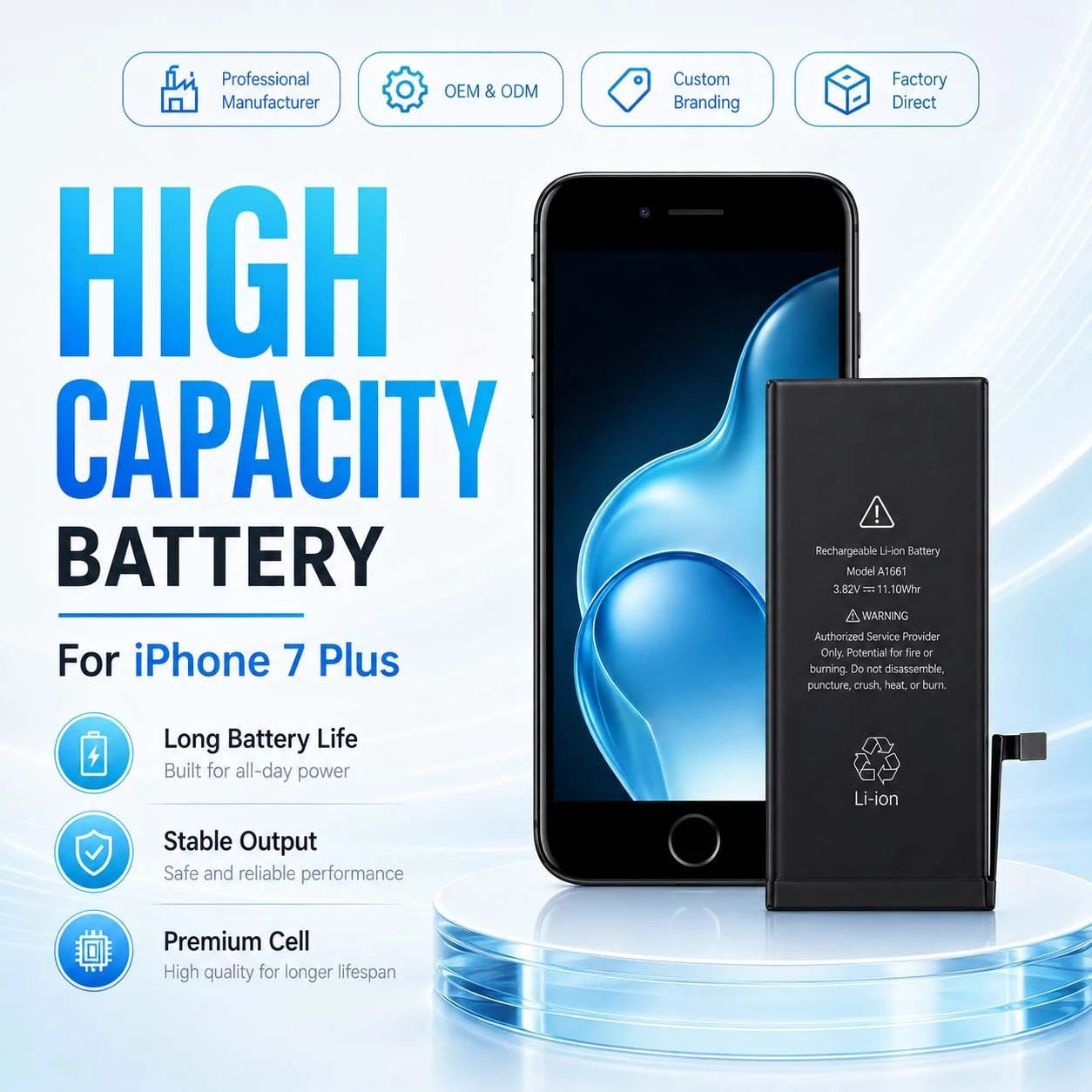 OEM ODM Super Capacity iPhone Battery for iPhone 7 Plus for iPhone 8 Plus Xs Max 13 Mini 14 Plus