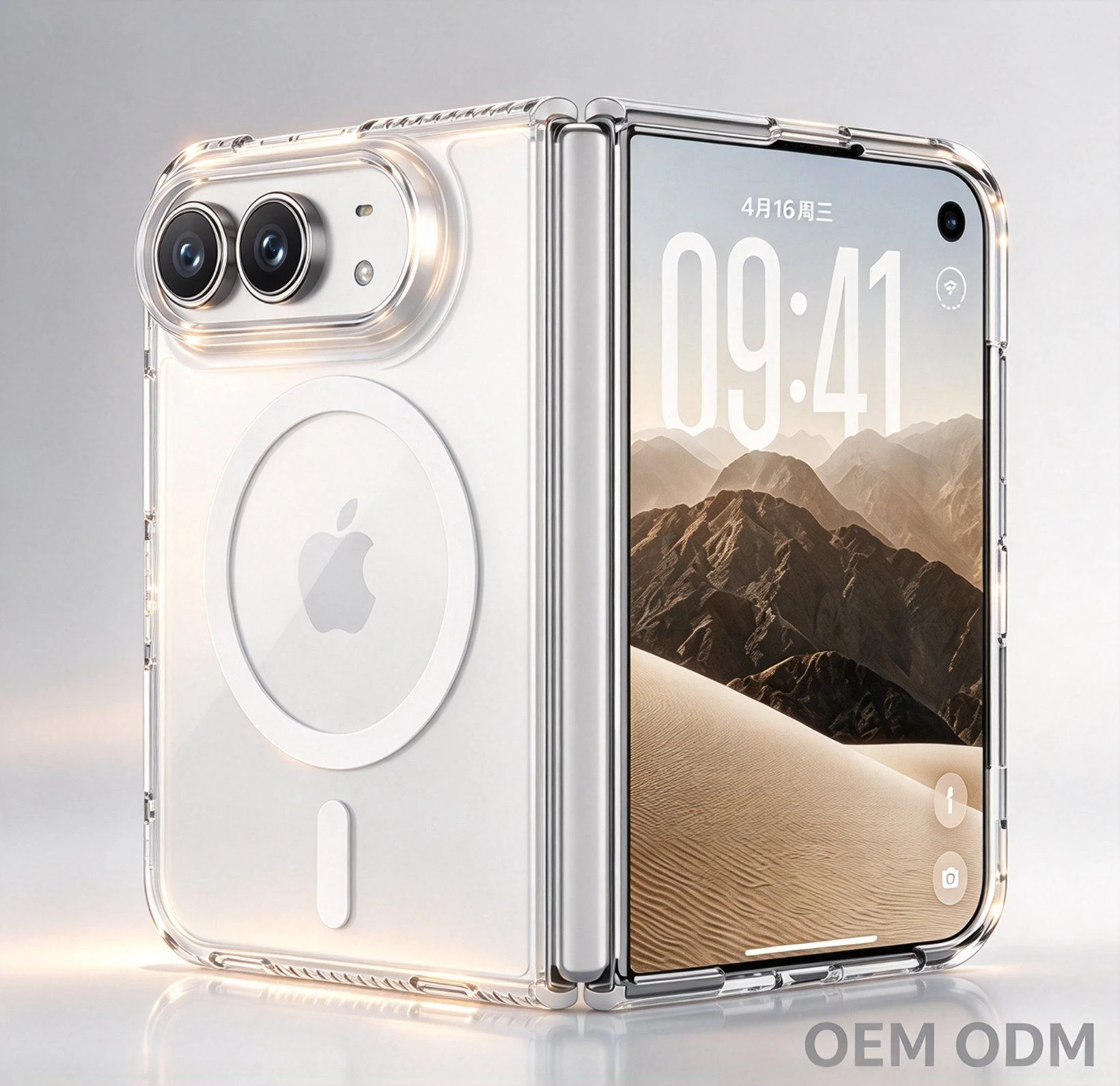 OEM ODM Transparent Shockproof Soft Case for iPhone Duo Foldable Phone