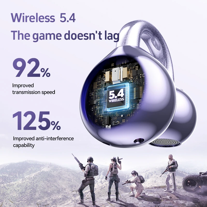 Open-Ear Non-in-Ear Earphones Tws Wireless Bluetooth 5.4 Waterproof Touch Control