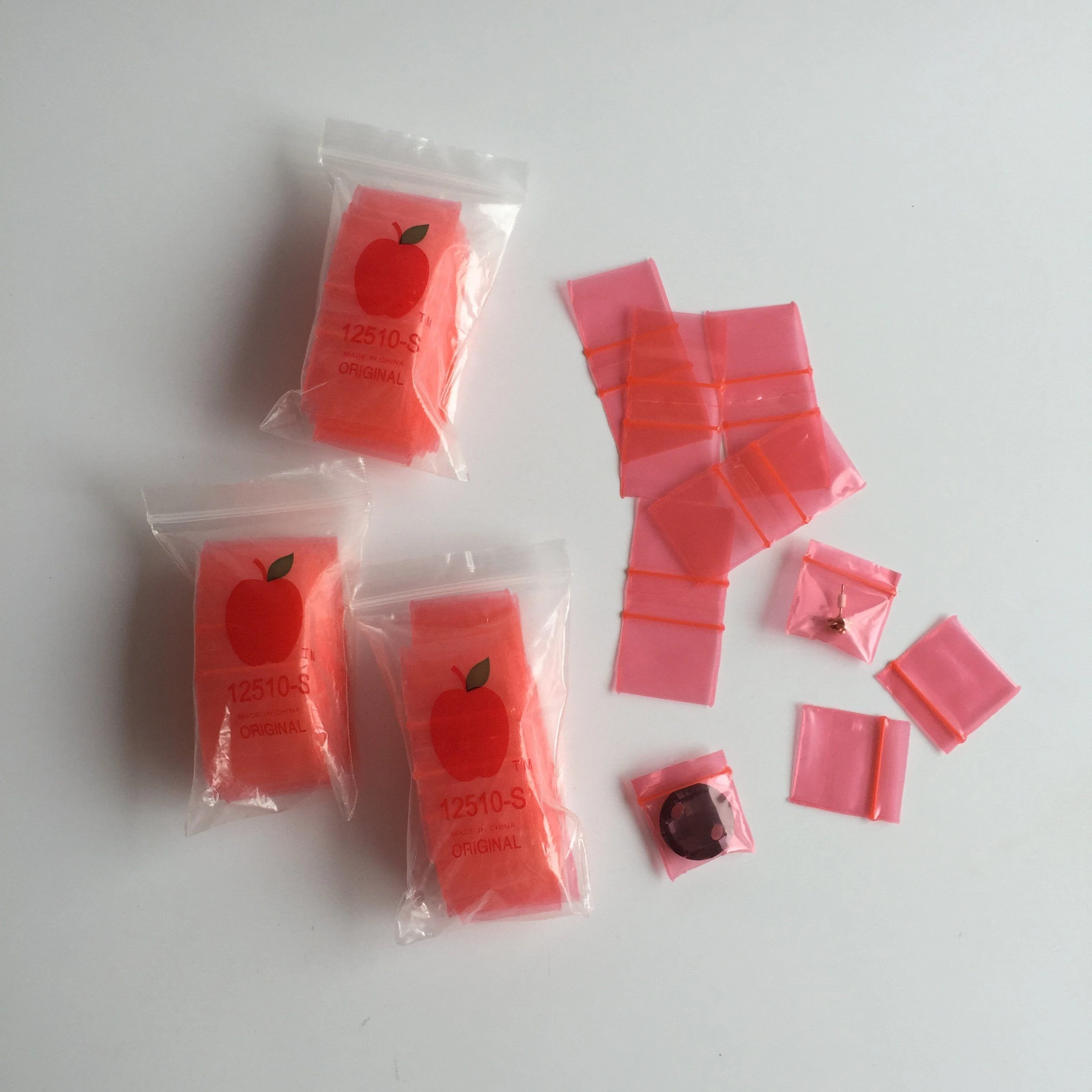 PE Mini Reclosable Apple Ziplock Bag Small Plastic Bag for Jewelry