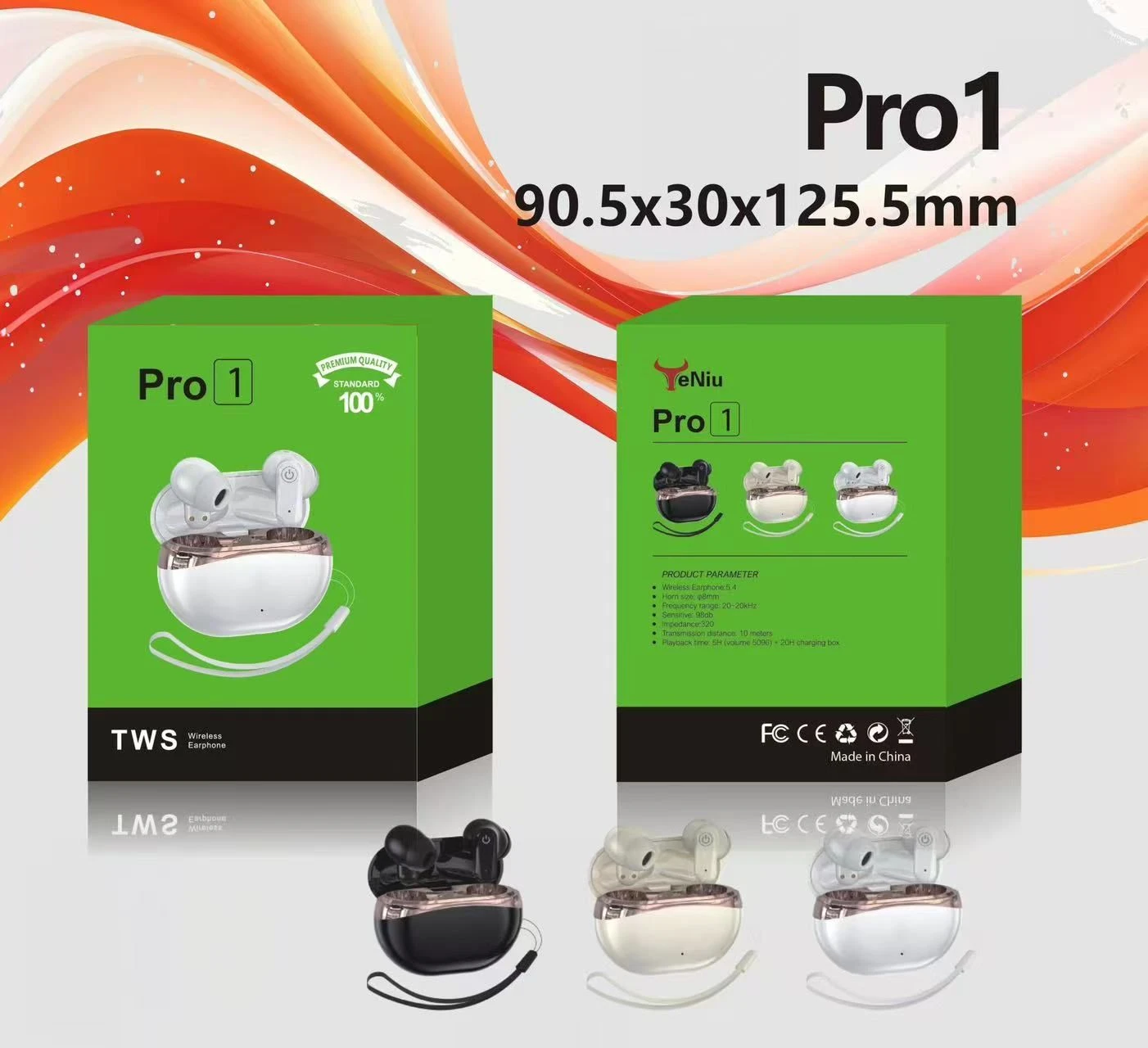PRO1 Semi in Ear Sport Earbuds 20h Playback Enc Noise Reduction Earphones
