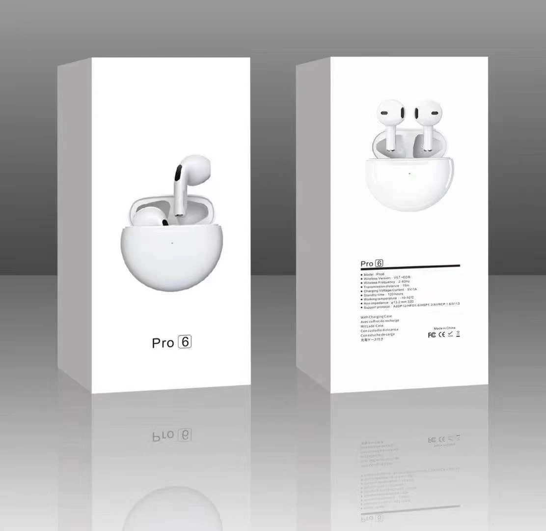 PRO6 Tws Semi in Ear Earbuds Touch Control Bluetooth 5.3 Low Latency Stereo Headset