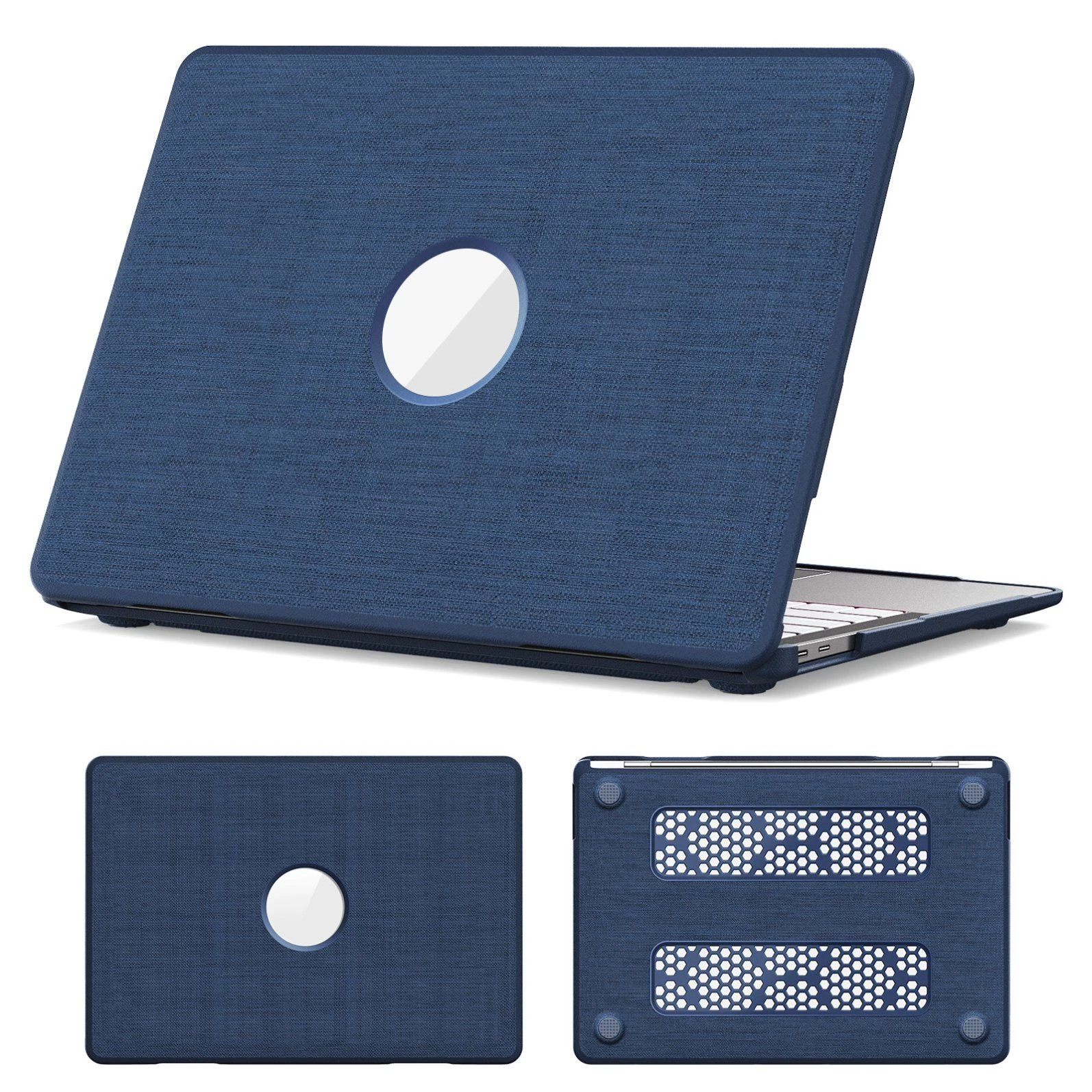 PU PC Laptop Shell Case Fabric Pattern Cover for Mac Book Air 13 2018/2020