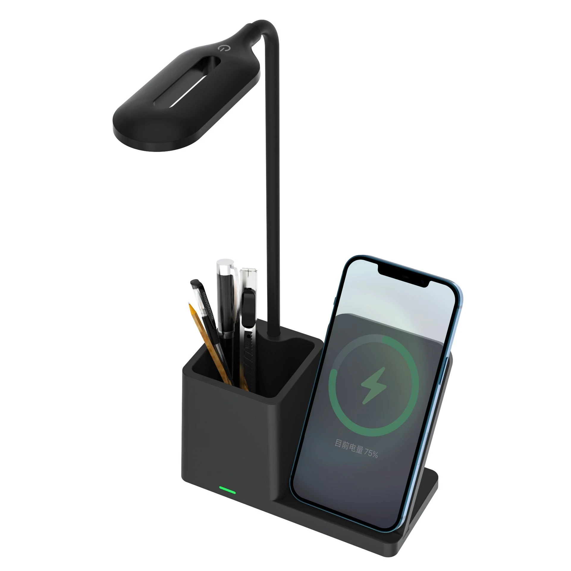 Pen Holder Pencil Holder with Lamp and 15W Wireless Charging Stand