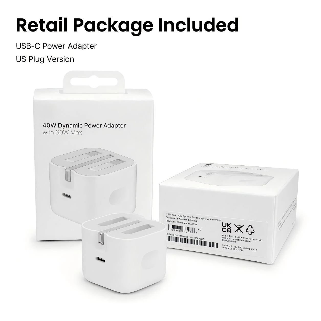 Phone Accessories 40W USB-C Power Adapter UK Wall Charger for iPhone 16 17 18 PRO Max