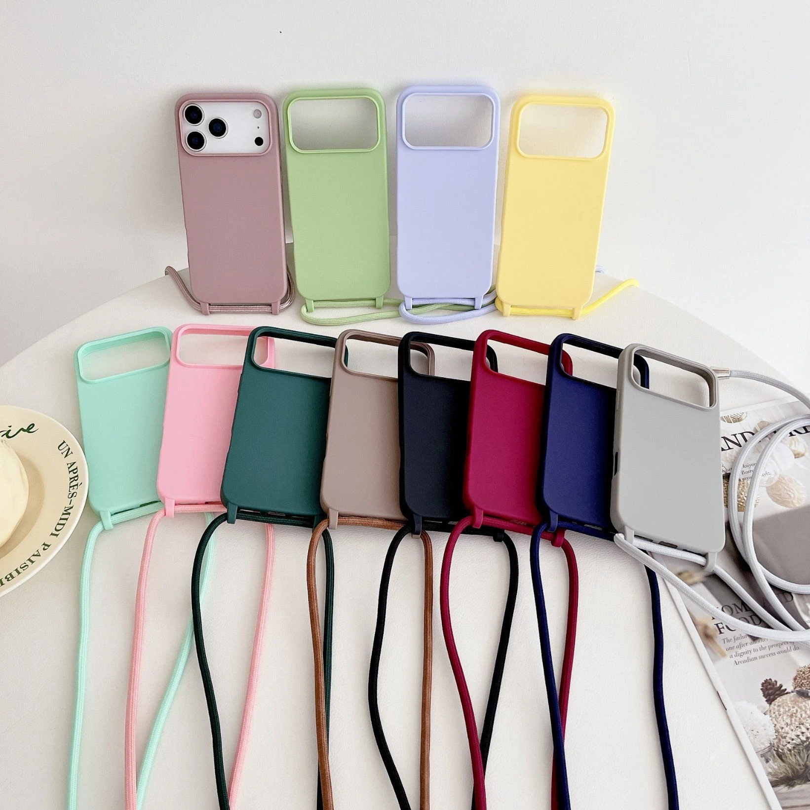 Phone Back Cover with Crossbody Lanyard Rope for iPhone 11/12/13/14/15/16 Soft Silicone Phone Case for iPhone 17 PRO Max 17 Air