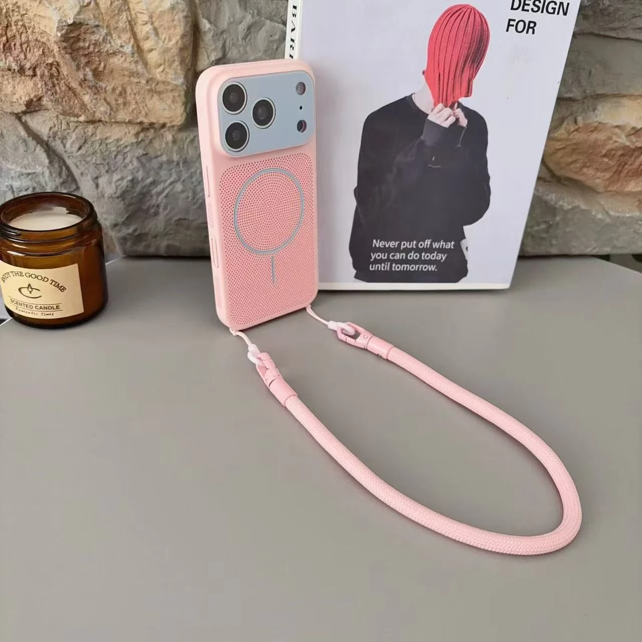 Phone Case for IP 17 PRO Max 17 16 15 PRO Max 14 13 Case with Invisible Stand Shockproof Cover Wrist Strap