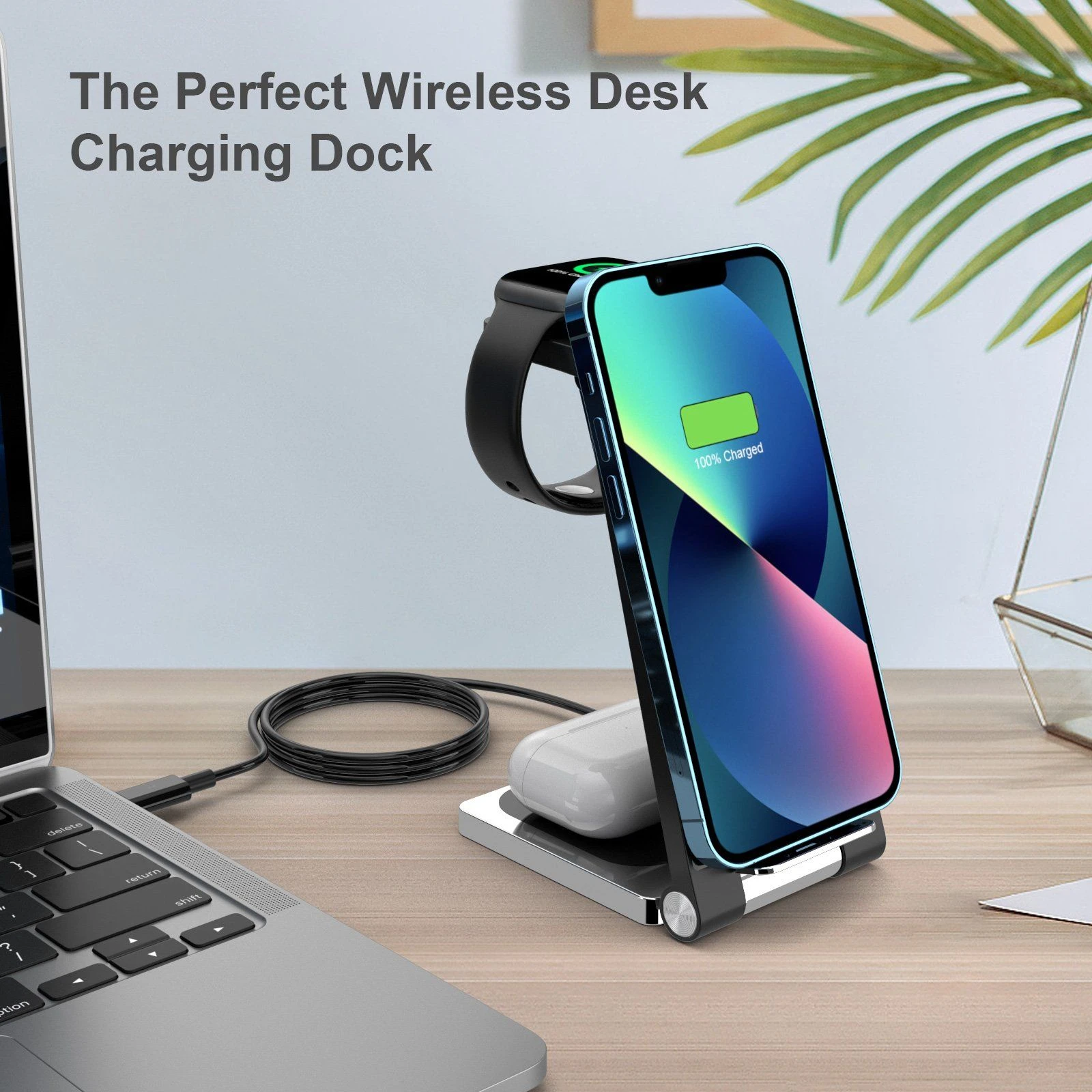 Portable Foldable Charging Stand for iPhone iWatch for Airpods Folding 3 in 1 Wireless Charger