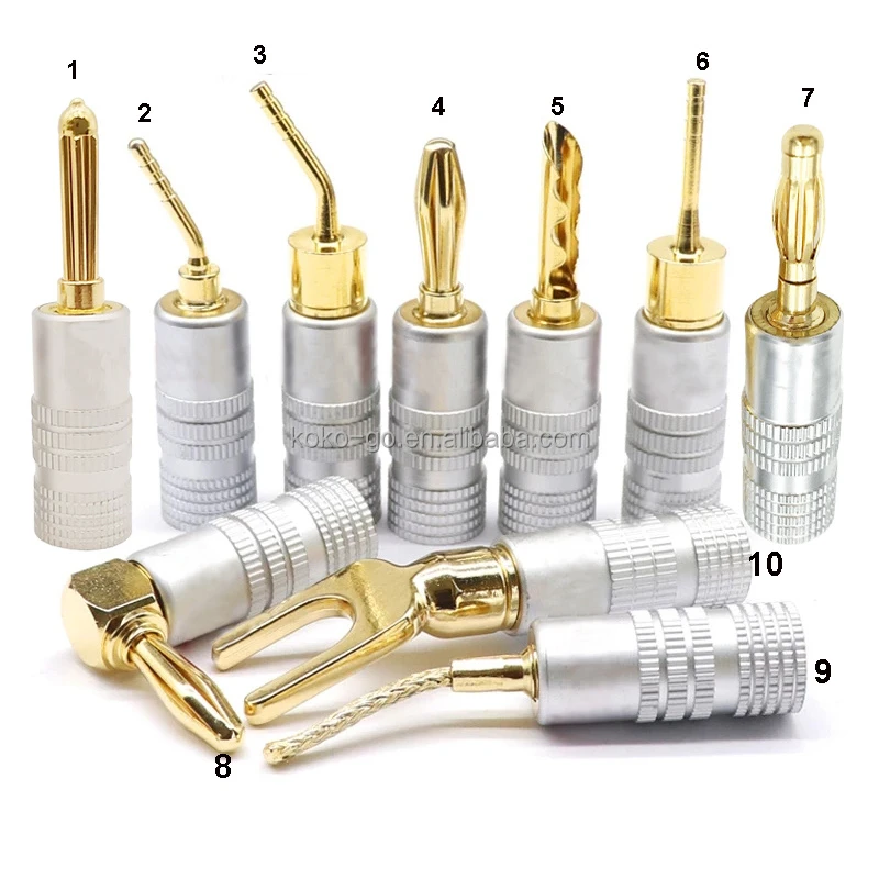 Premium 24K Gold Plated Right Angle Banana Plug Connectors