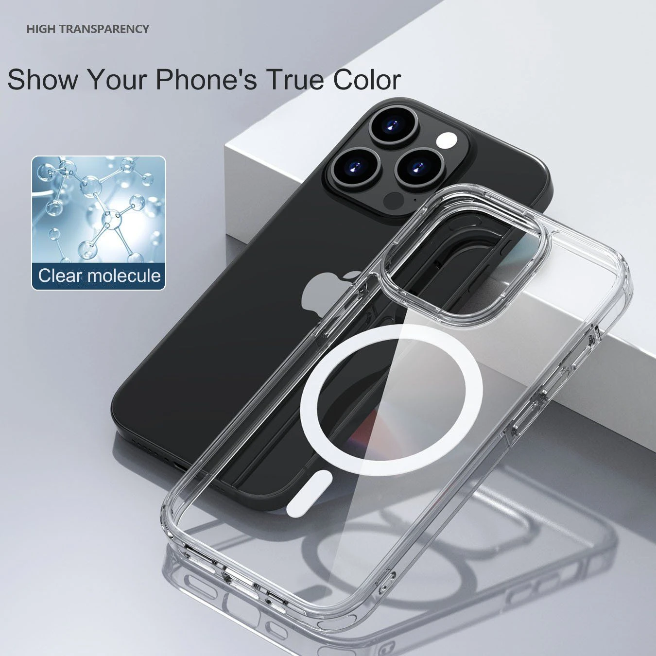 Premium Magsafe Transparent Magnetic TPU+PC Mobile Phone Case for iPhone 16/17/18promax