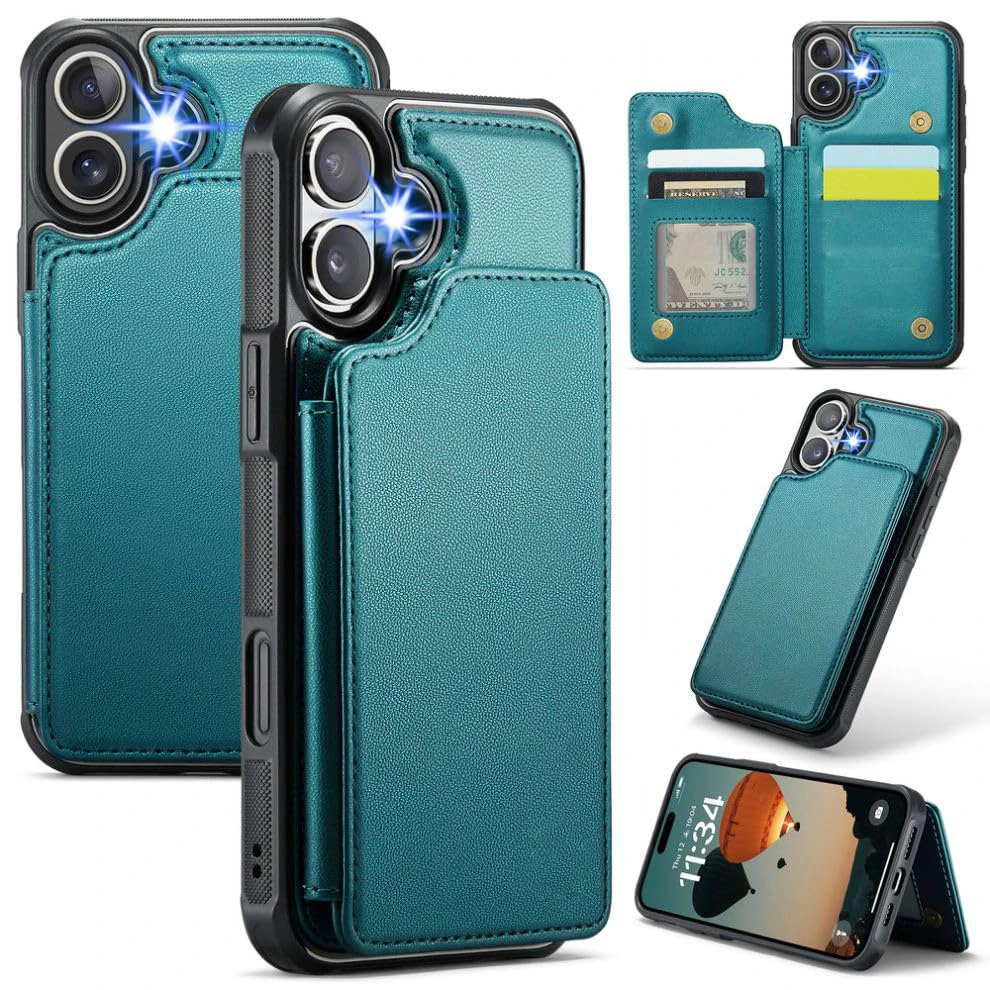 Retro Wallet Leather Phone Case for iPhone 16 Magnetic Stand Skin Cover