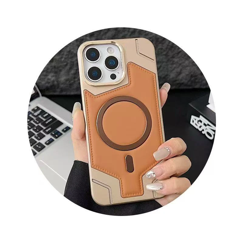 Rugged PC Hard Shell with Magnetic Kickstand PU Leather Phone Case for iPhone 17 PRO Max Compatible with Magsafe