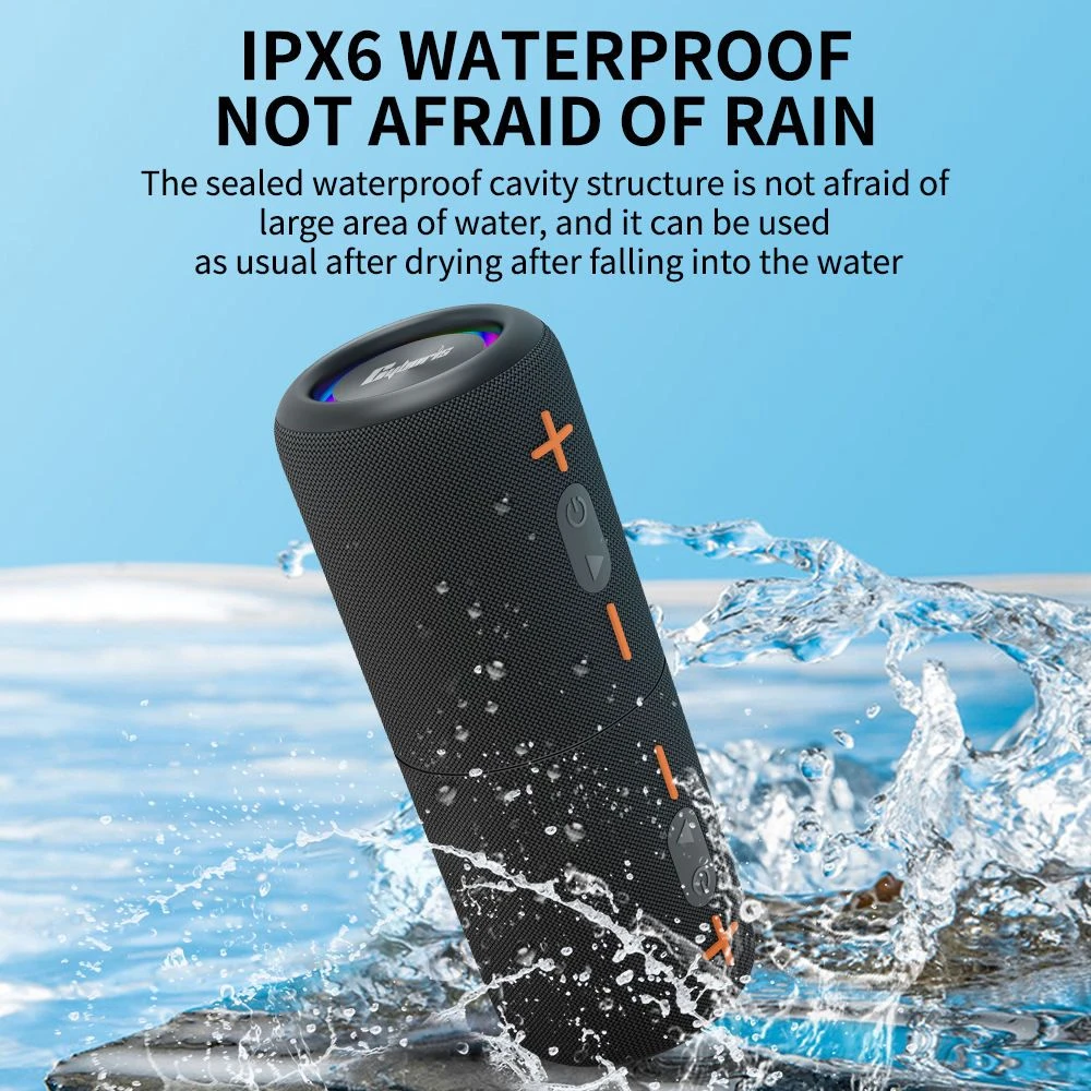 S10 Wireless Dual Portable Speaker with Dual Diaphragm Ipx6 Waterproof Outdoor LED Lights