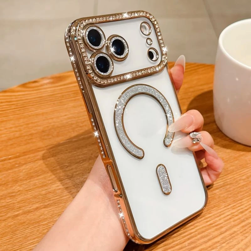 Shockproof TPU Bumper Bling Diamond Mobile Case for iPhone 13 PRO Max Compatible with Magsafe
