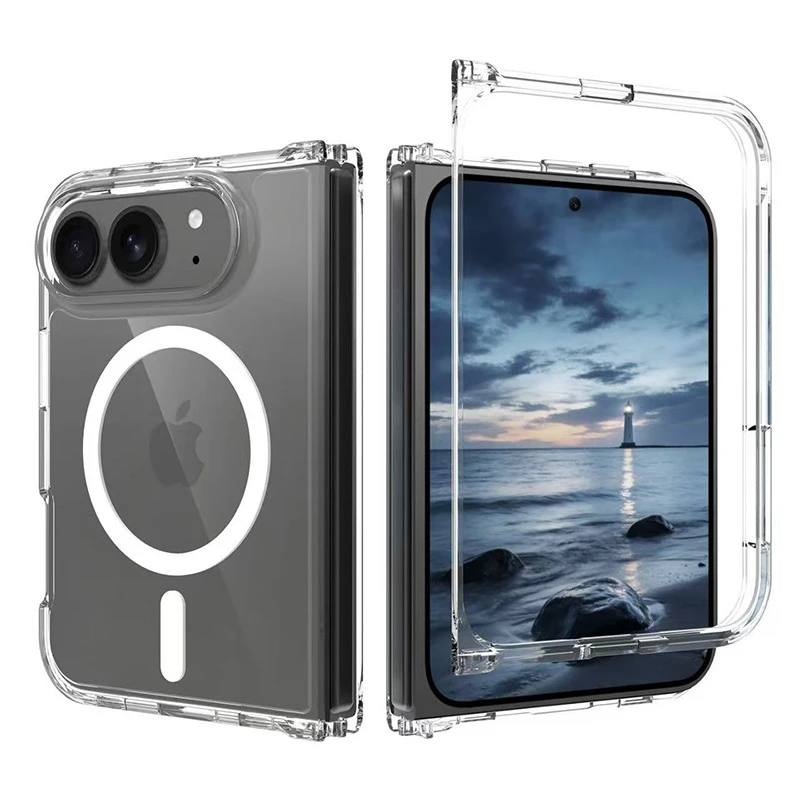 Shockproof TPU Bumper Clear Matte Fold Phone Case for iPhone 18 Fold with Magsafe Magnetic Charging