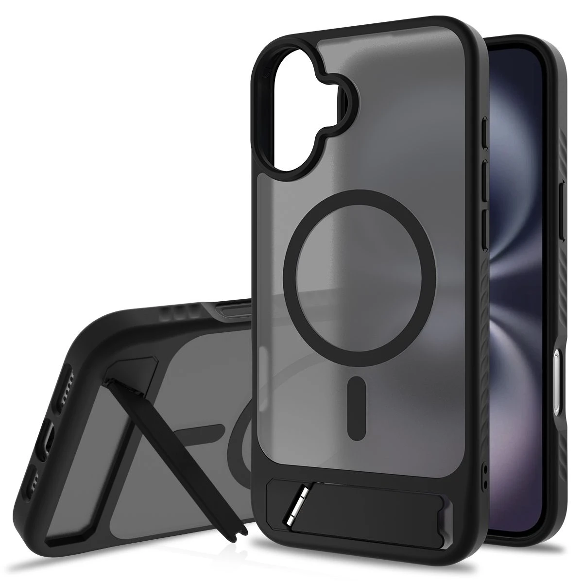 Shockproof with Magsafe Charging Metal Ring Stand Magnetic Phone Case for iPhone 16 Plus