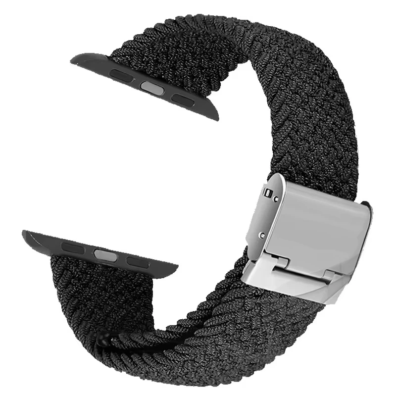 Single Color Quick Release Single Safety Braided Nylon Watch Band for Apple Watch