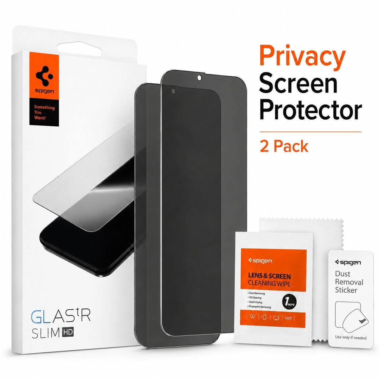 Spigen 2 Pack Anti-Privacy Tempered Glass Mobile Phone Screen Protector for iPhone 15 16 17 18