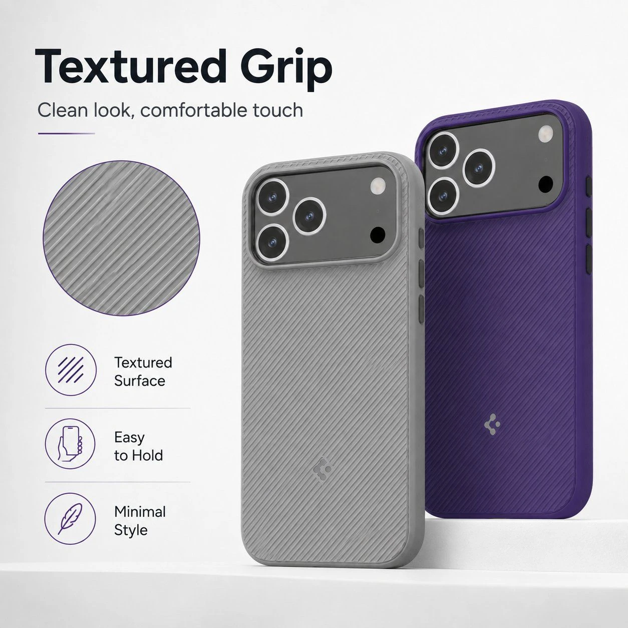 Spigen Textured Smartphone Cover for iPhone 15 16 17 18 Promax Samsung New Series Mobile Phone Accessories