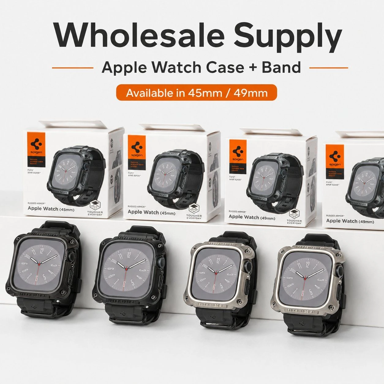 Spigen Watch Accessories Rugged Bumper Case with Silicone Band for Apple Watch