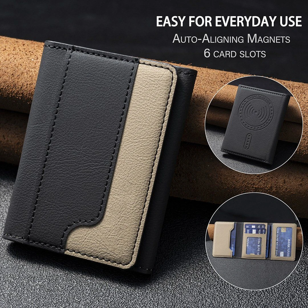 Suitable for iPhone 16 Three-Fold Magnetic Wallet Card Holder, Magnetic Holder with Back Suction, Universal Mobile Phone Card Holder