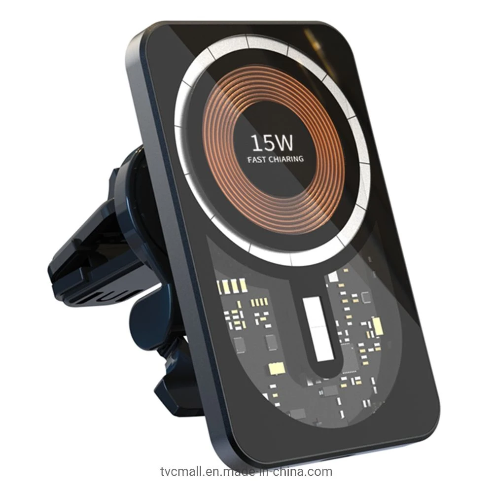 T11 Magnetic Car Wireless Charger for iPhone 13 / 12 Series 15W Fast Charging Stand Transparent Air Vent Mount Charger