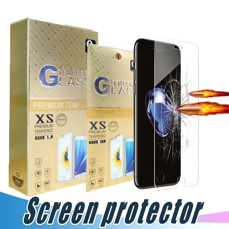Tempered Glass Shatterproof 9h 2.5D Screen Protector Protective Film for iPhone 14 13 12 11 PRO Max Xr Xs 6 6s 7 8 Plus Samsung All Mobile Phones with Paper Box
