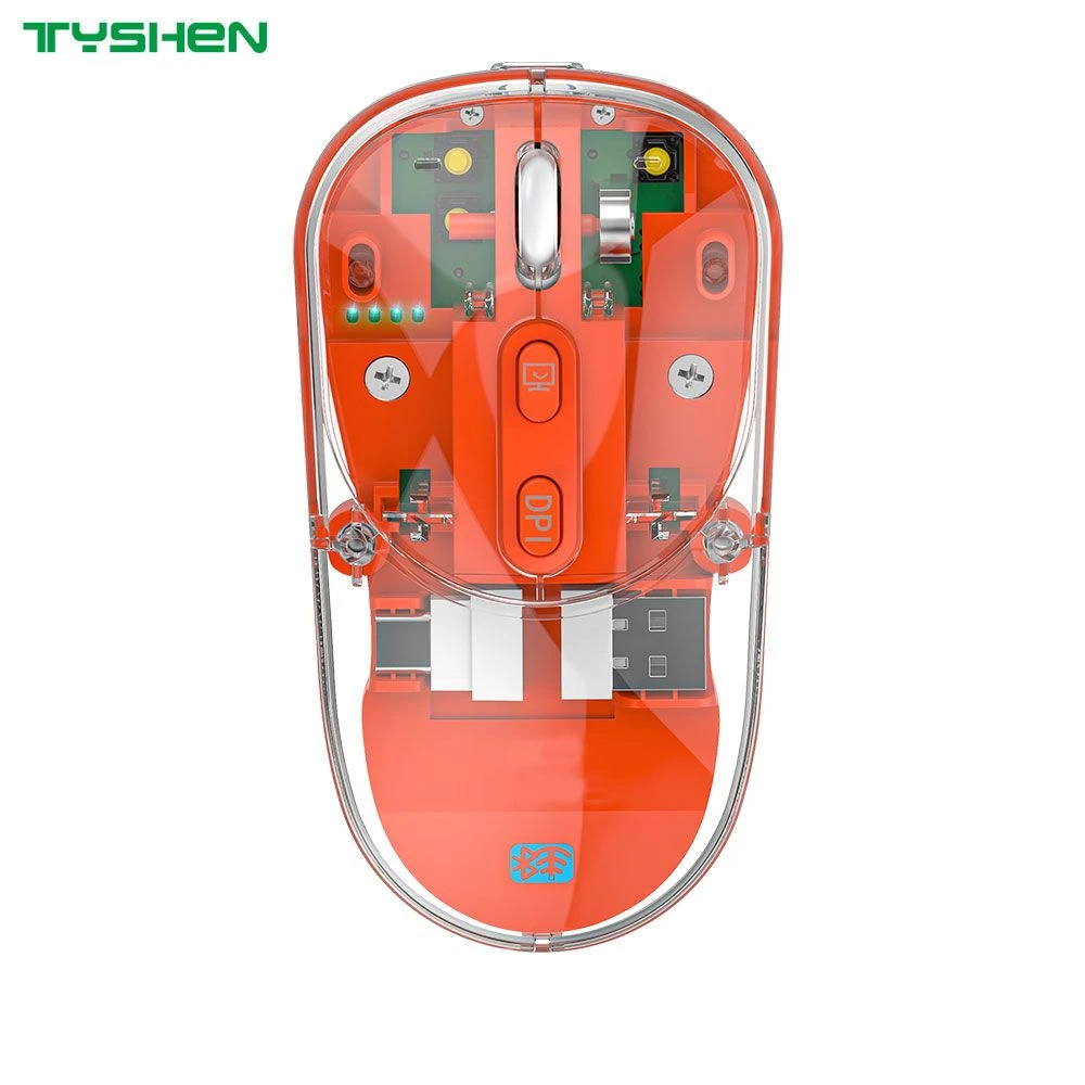 Transparent 2.4G & Bluetooth Dual-Mode 6 Keys Adjustable Dpi Type-C Mouse