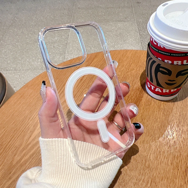 Transparent Magsafe Cover for iPhone 16e 16 17 PRO Max Support Wireless Charging