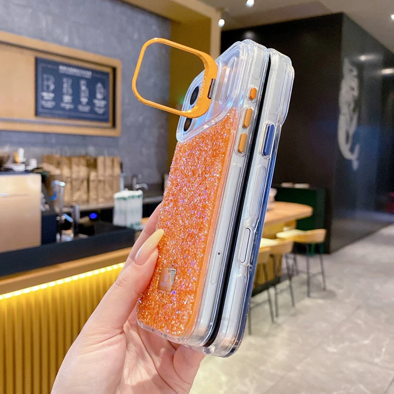 Transparent TPU Bumper Bling Rhinestone Shockproof Full Protective Case for iPhone 14 Plus 15 Plus 16 Plus