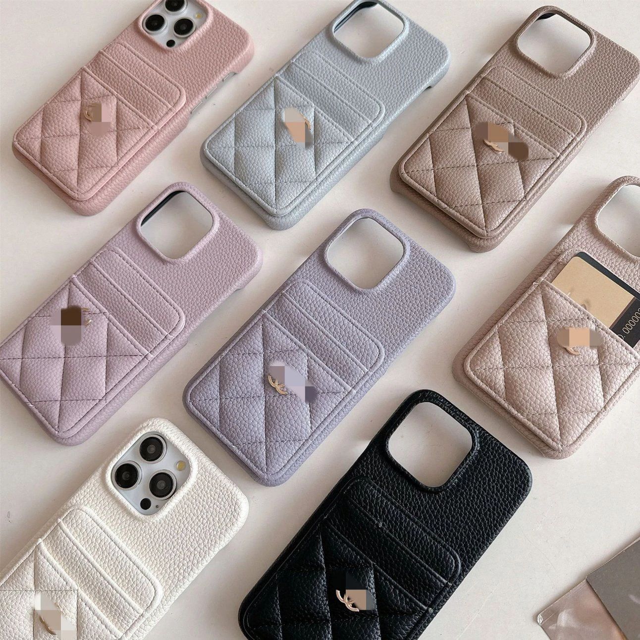 Trendy Brand Suitable for Phone Case Insert Card Diamond Grid Apple IP16e Leather Hard Shell 17