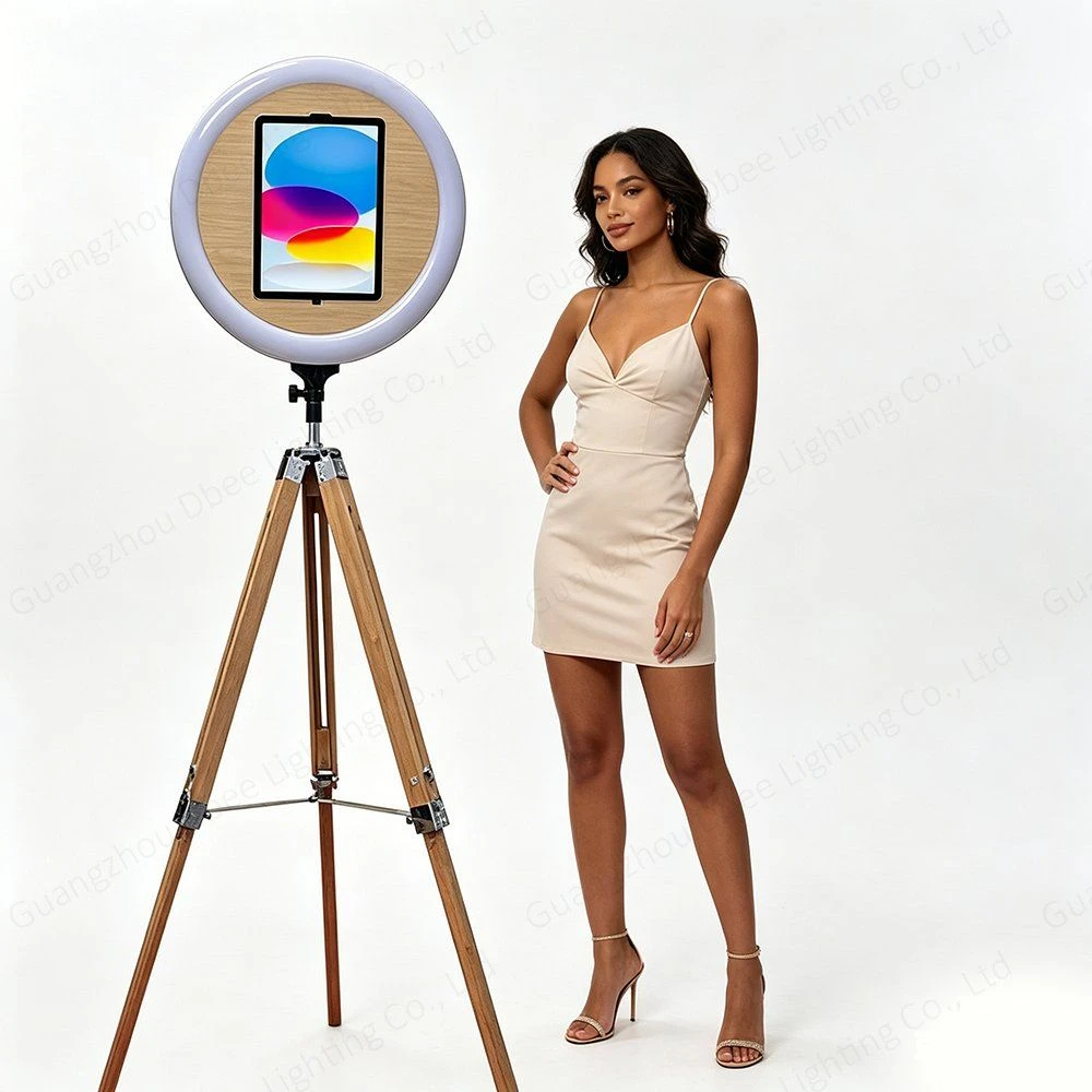 Tripod Photo Booth Wood Vintage Photobooth iPad Panel Wooden with Flight Case
